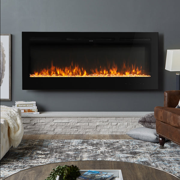 50" Electric Fireplace Wall Mounted 5120BTU 1800w Ultra-Thin Wall Fireplace Heater
